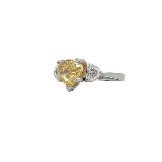 PLAT HEART 3.03CT NFIY/VS1 2 HRT 1.01TW RING
