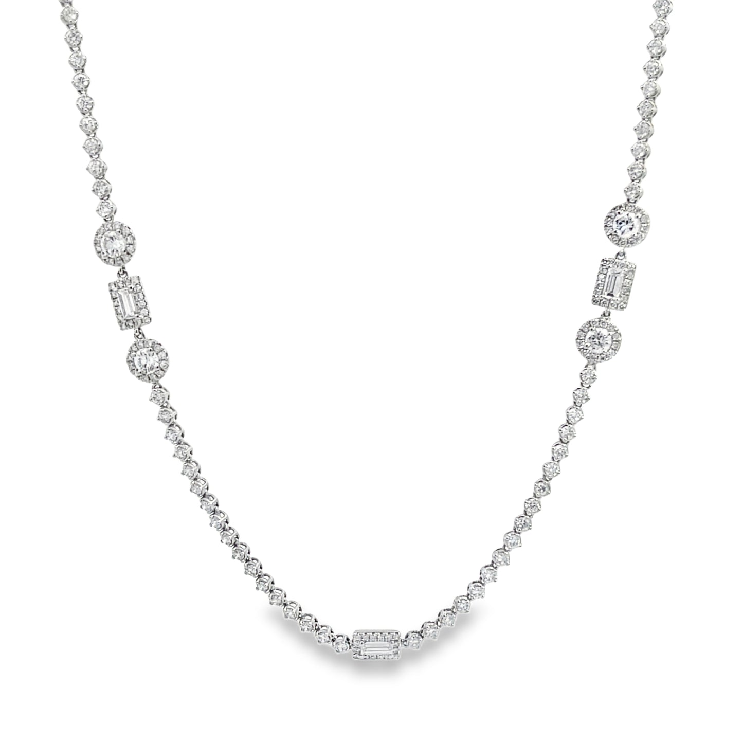 18KW MULTI SHAPE DIAMOND NECKLACE