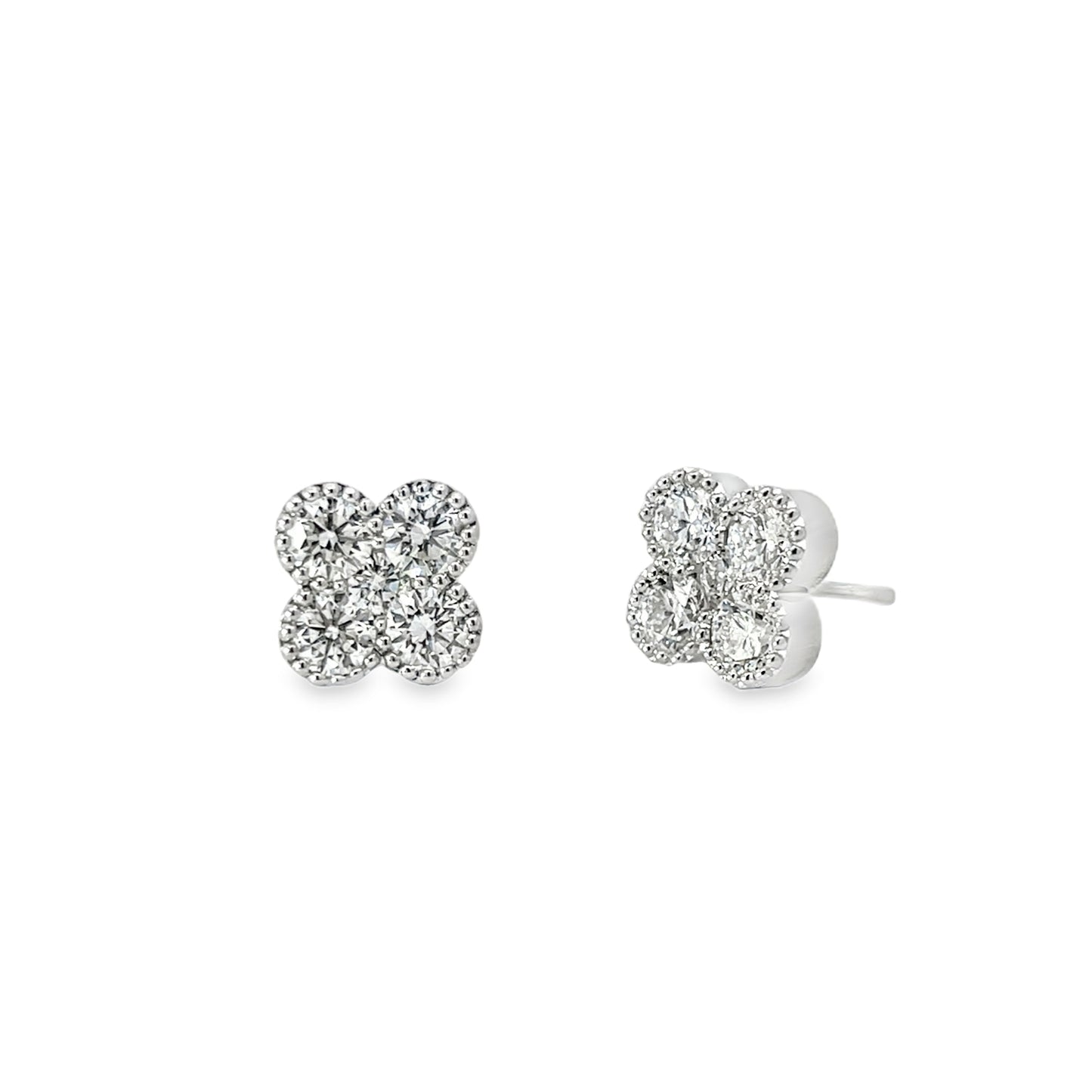 18KW DIAMOND FLOWER STUD EARRINGS