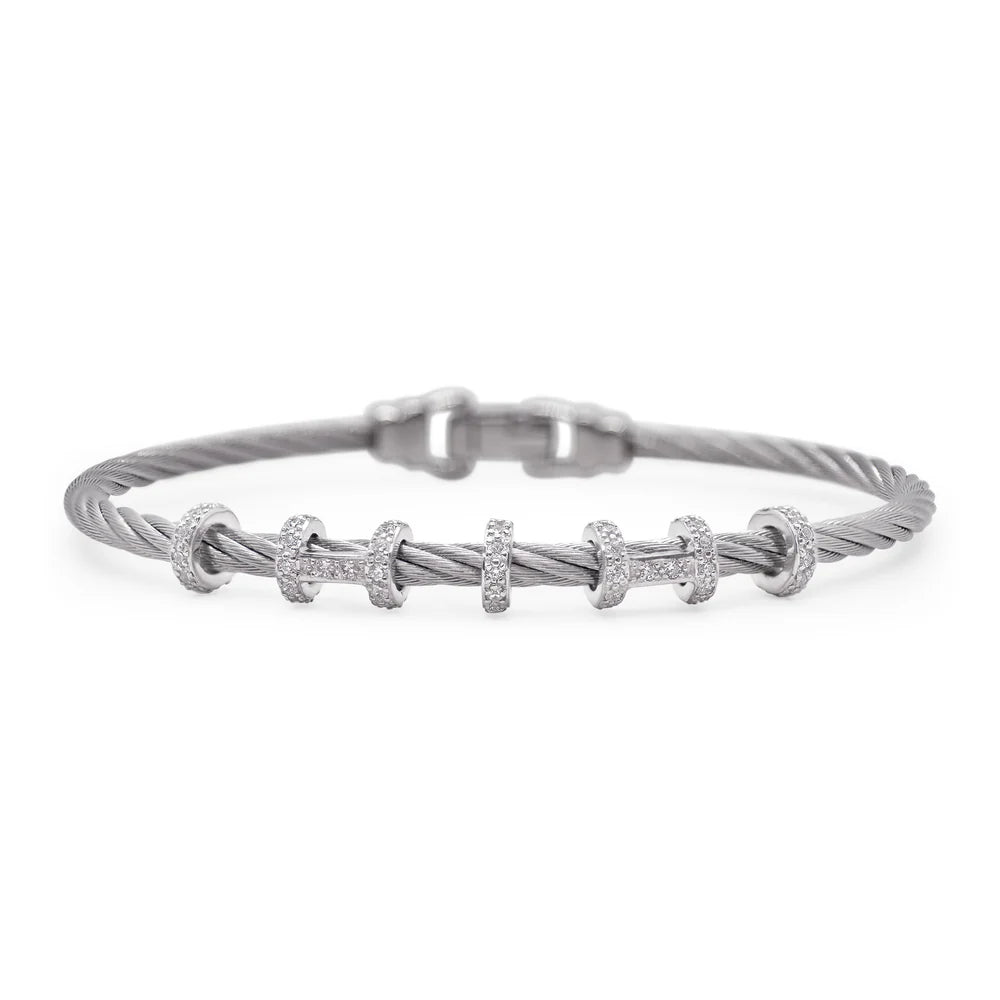 SS/14KW DOUBLE HALO HARMONY BRACELET