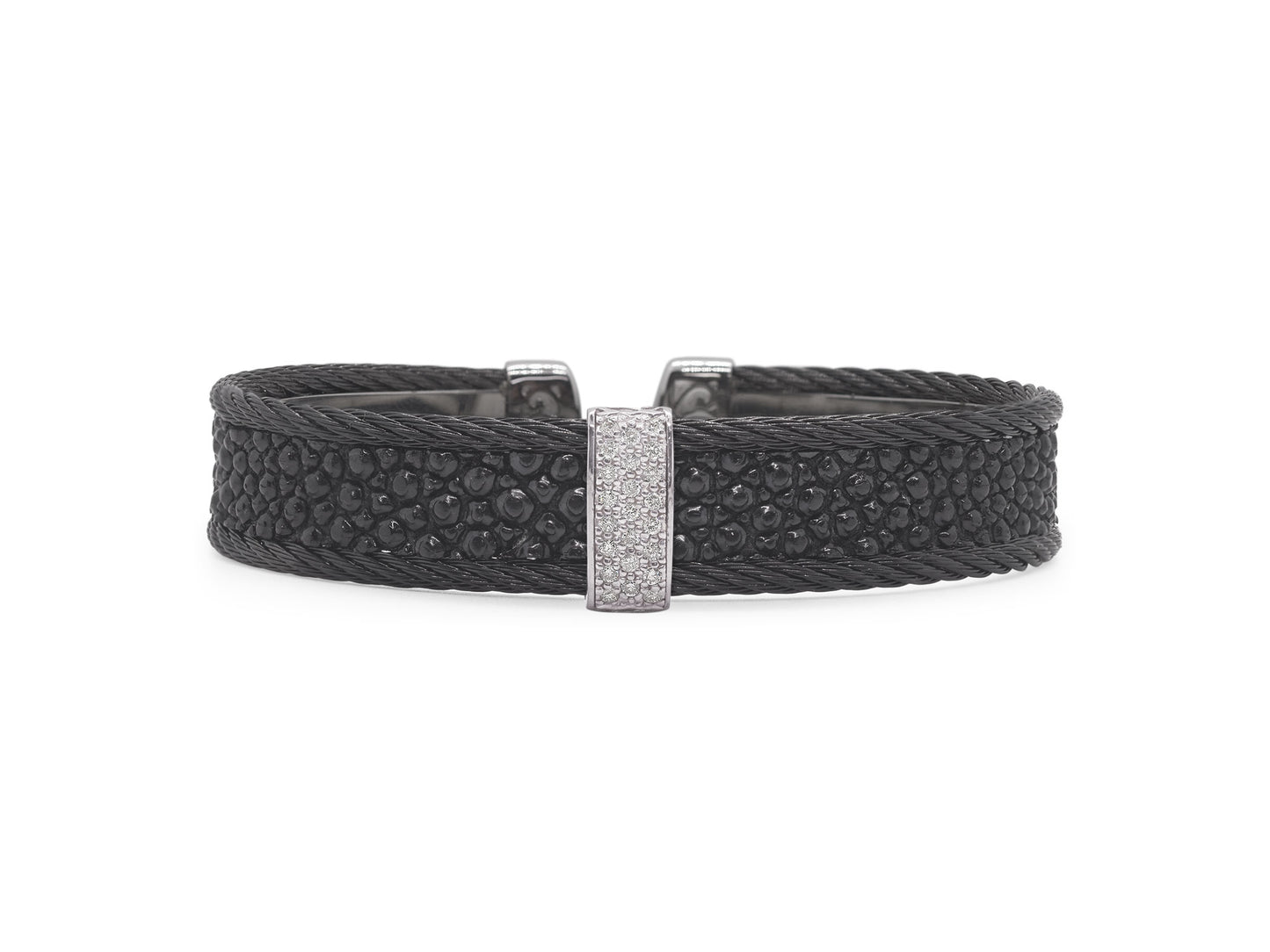 BLK CABLE/STINGRAY CUFF W/DIAS