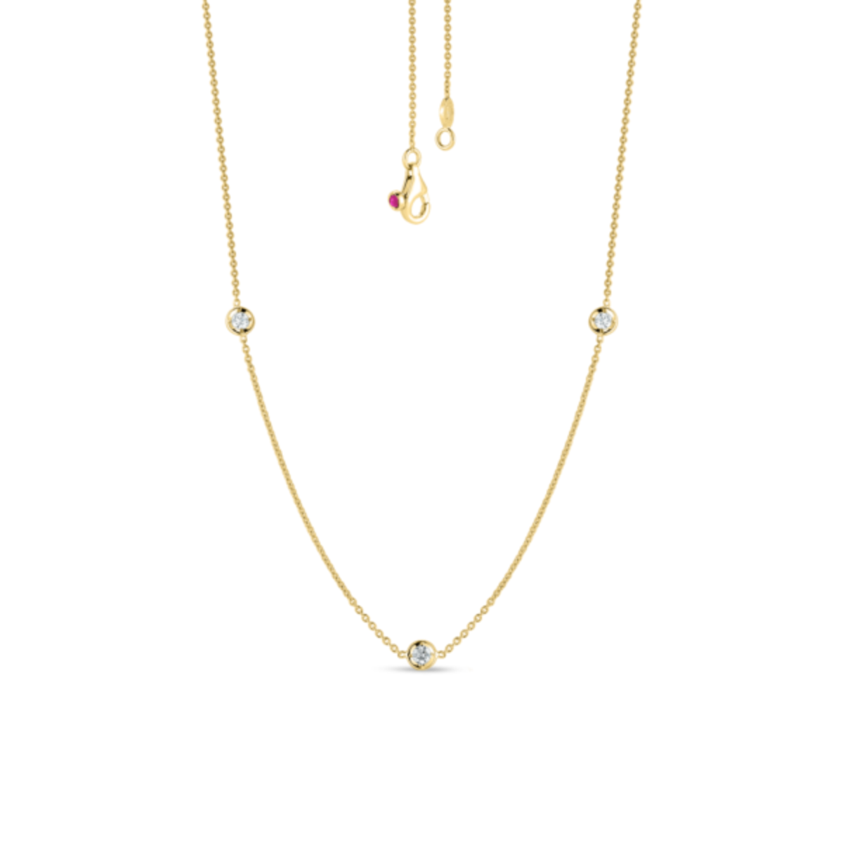 18KY DIAMONDS BY THE INCH 3 STATION NECKLACE