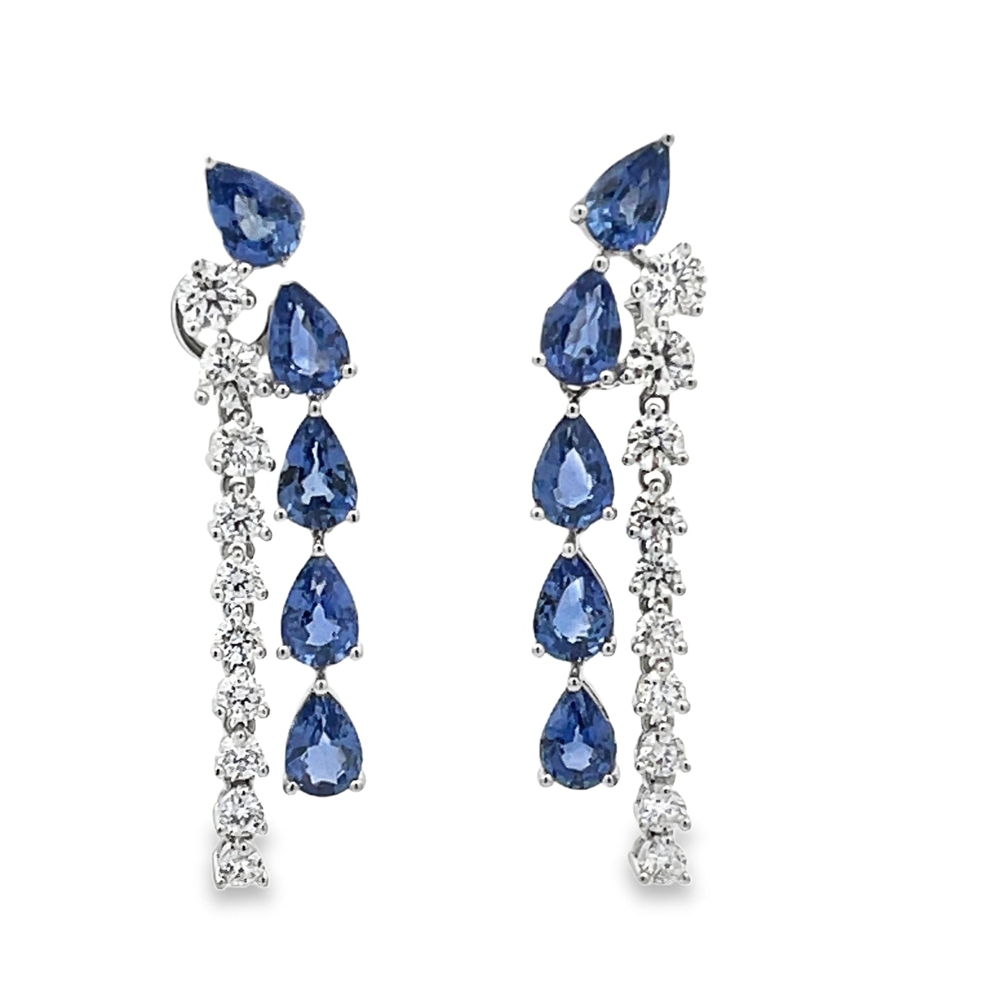 18KW SAPPHIRE AND DIAMOND DROP EARRINGS