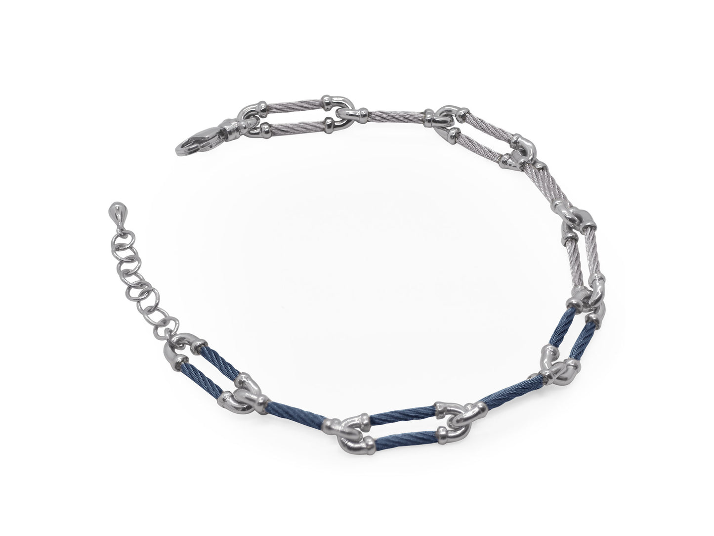 BLUEBERRY AND GREY CABLE PAPERCLIP BRACELET