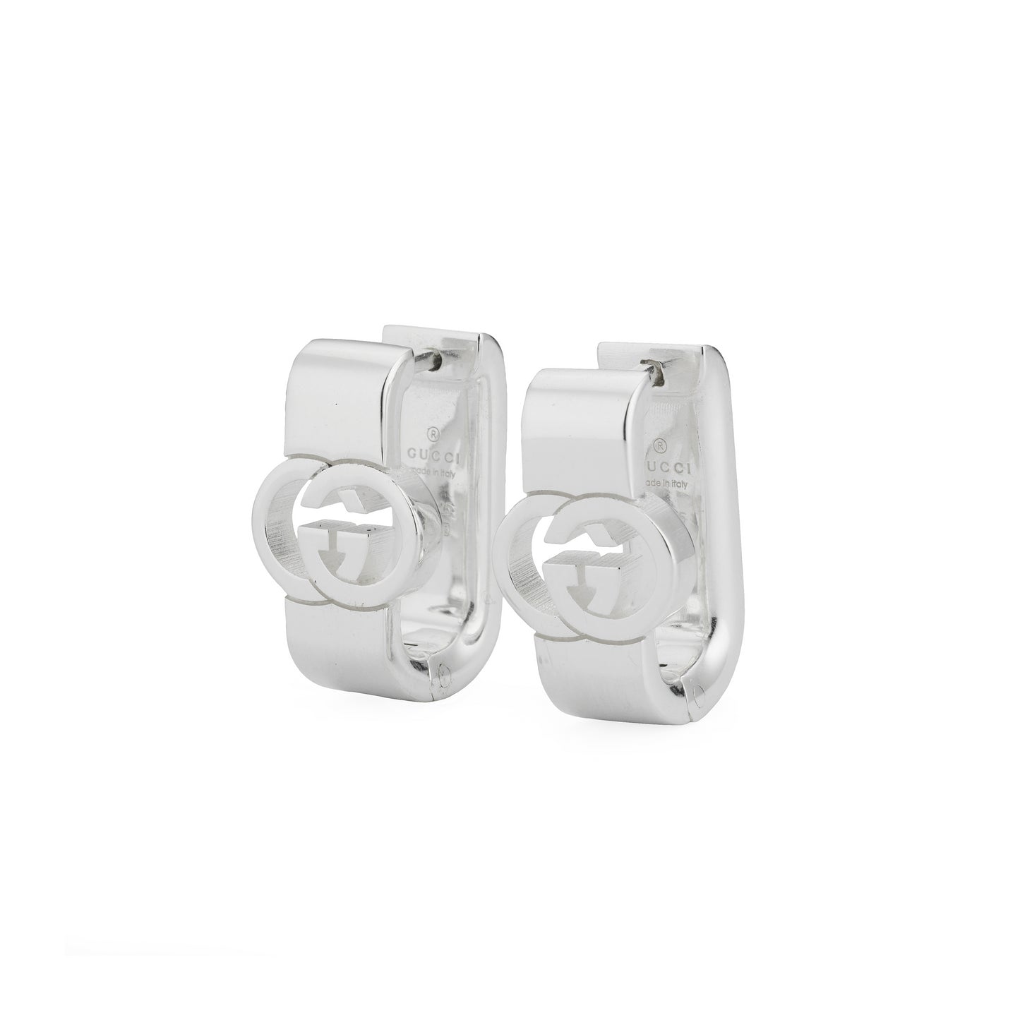 SS INTERLOCKING G HUGGIE EARRINGS