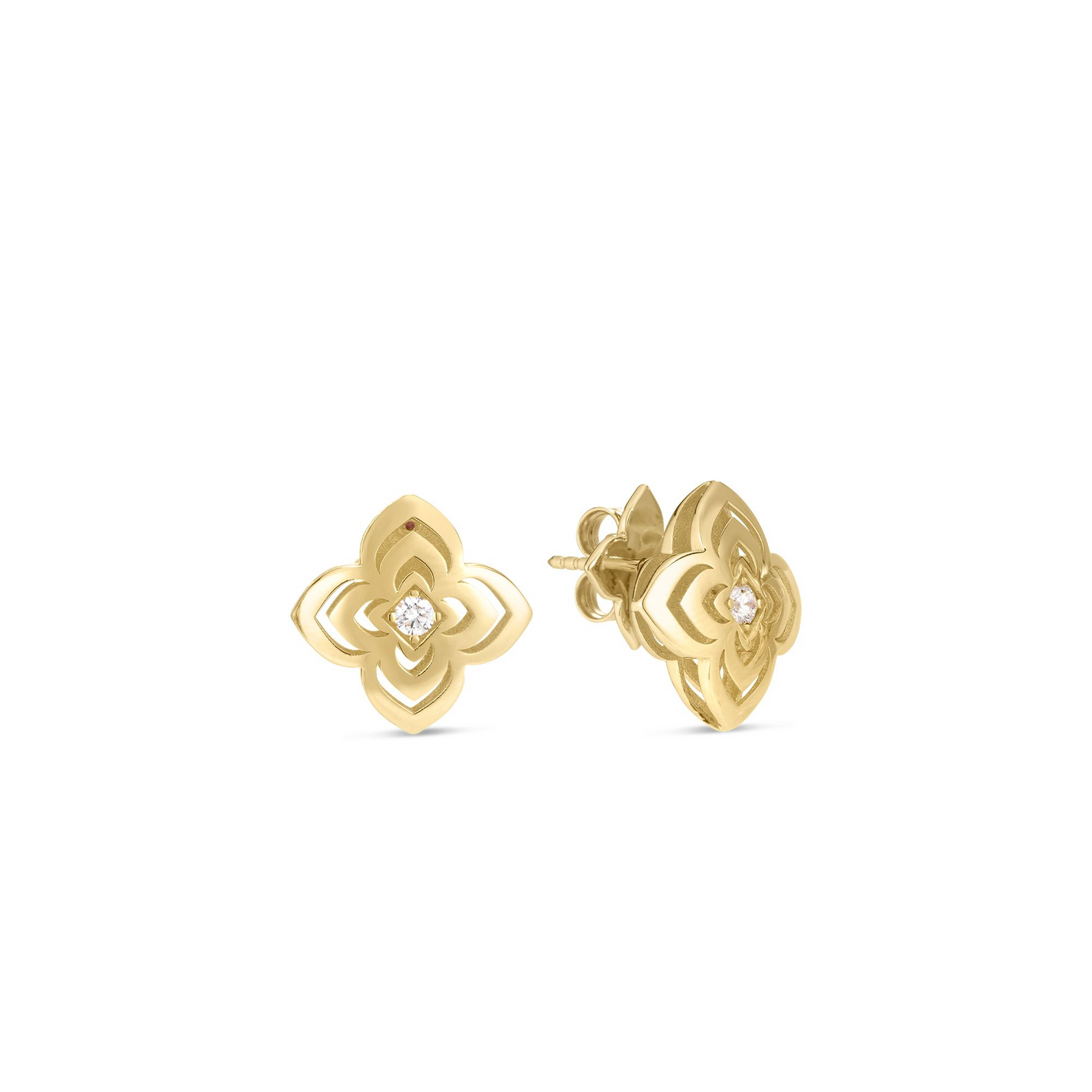 18KY PALAZZO DUCALE CARNIVAL MEDIUM DIAMOND FLOWER STUD EARRINGS