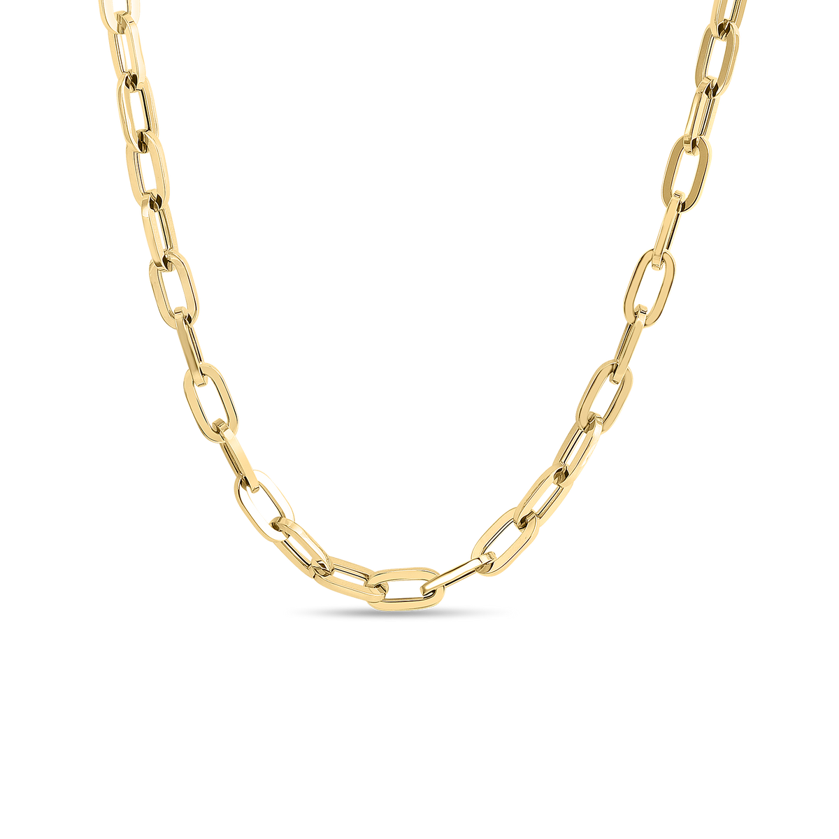 18KY DESIGNER GOLD HEAVY GAUGE PAPERCLIP LINK 17 INCH CHAIN