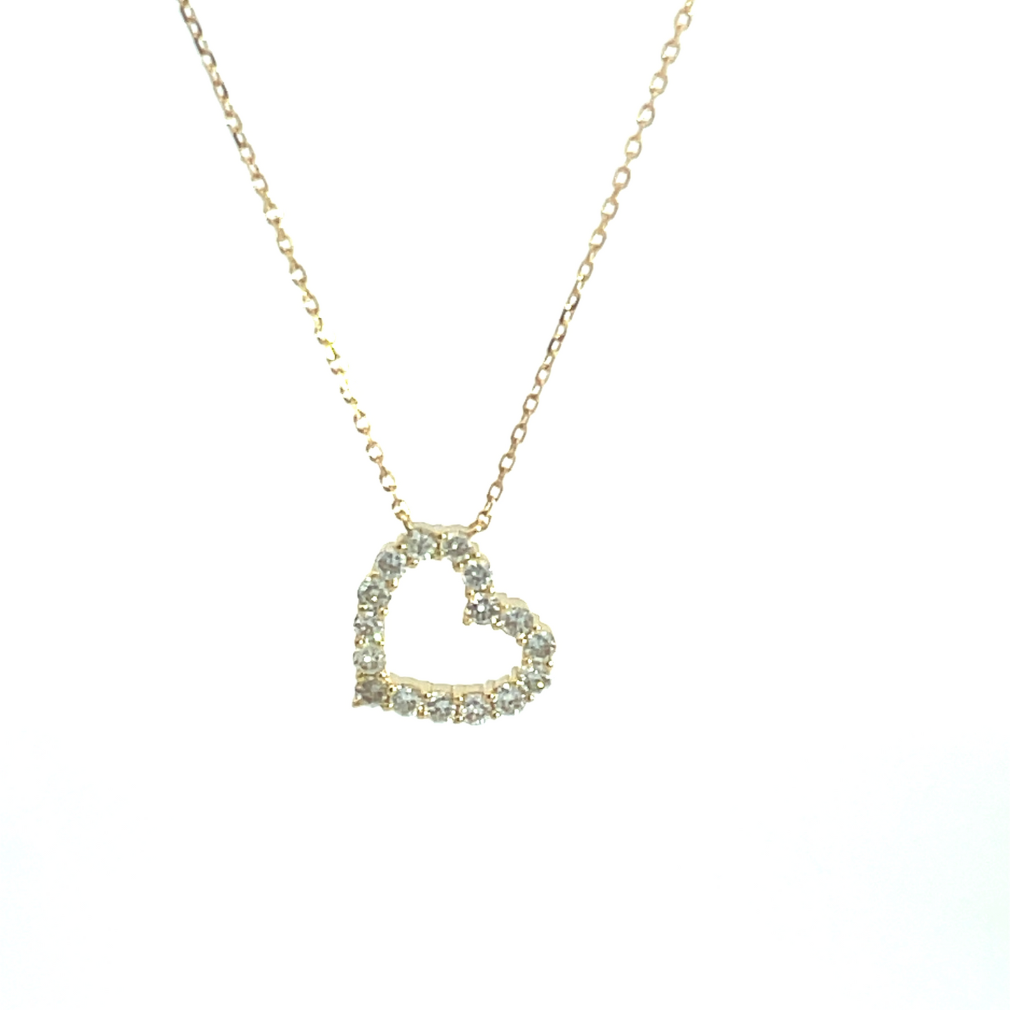 18KY DIAMOND HEART PENDANT NECKLACE