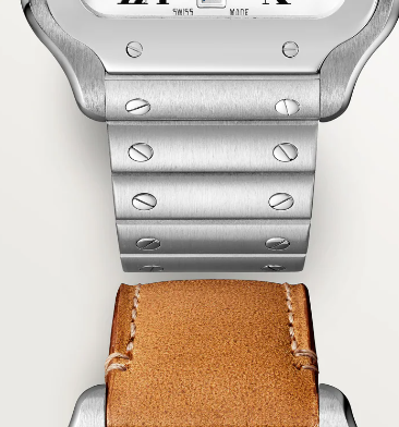 SS LARGE SANTOS DE CARTIER WITH STEEL BRACELET AND LEATHER STRAP