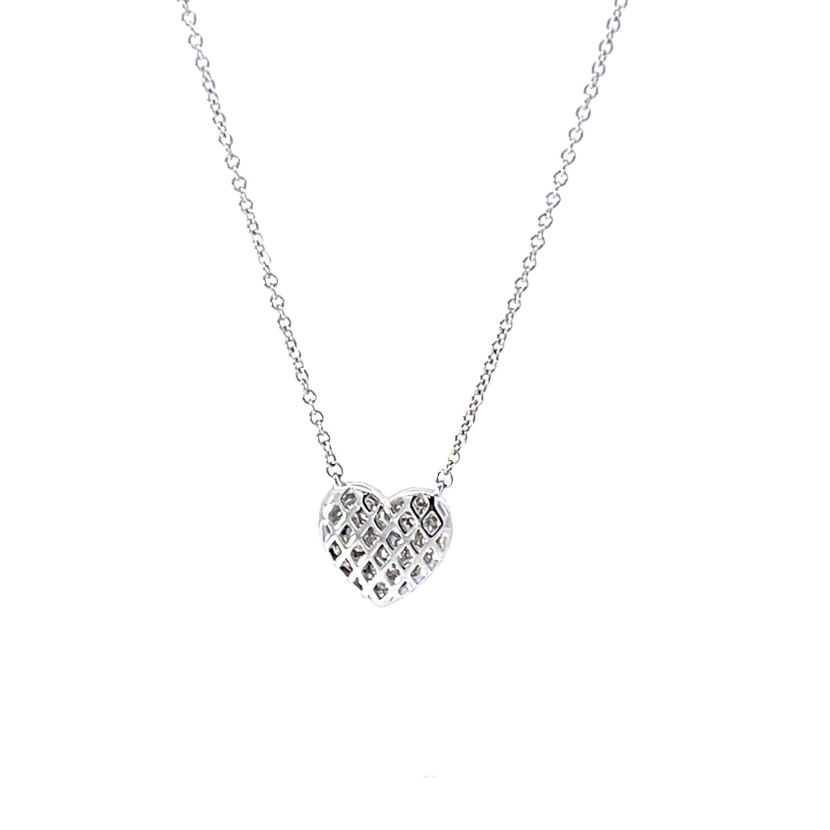 18KW DIA PAVE HEART NECK .50TWT