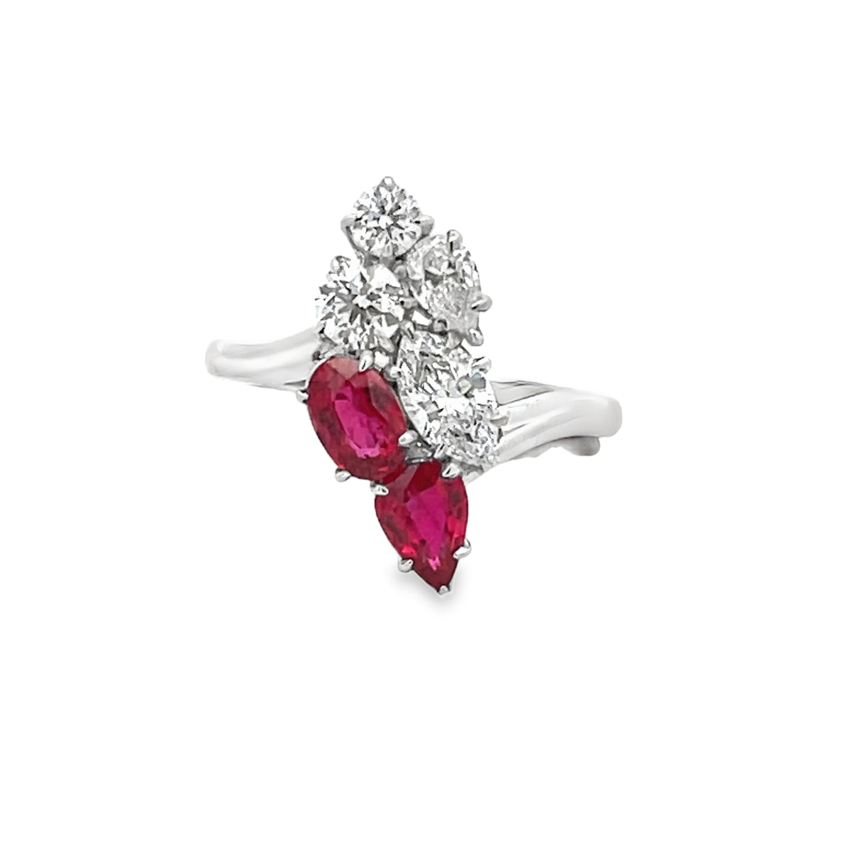 18KW RUBY AND DIAMOND CLUSTER RING