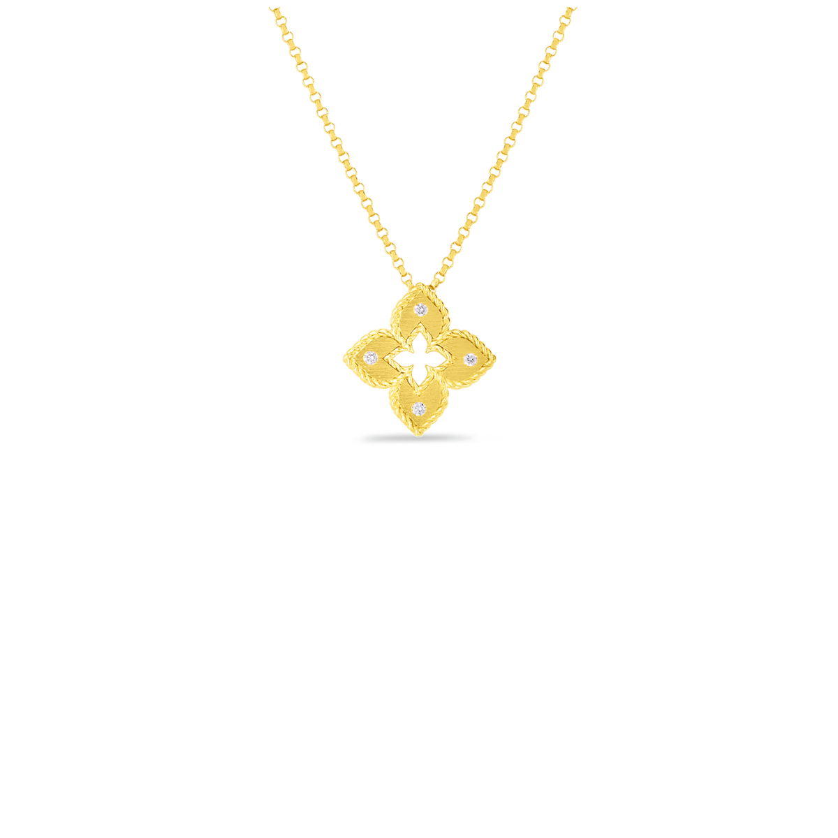 18KY PETITE VENETIAN PRINCESS EXTRA SMALL DIAMOND ACCENT FLOWER PENDANT