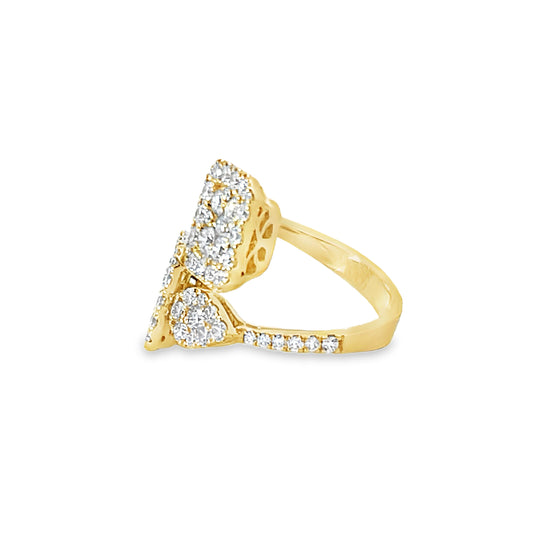 18KY SQUARE DIAMOND BYPASS RING
