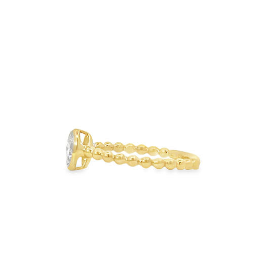 18K Yellow Gold Solitaire Ring with Oval Brilliant Cut Diamond