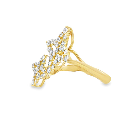 18KY DIAMOND PRINCESS OUTLINE FLOWER RING