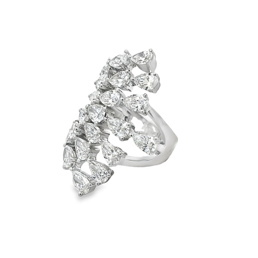 18KW DIAMOND CASCADE COCKTAIL RING