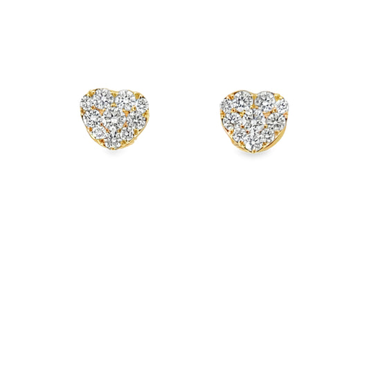 18KY HEAR-SHAPED DIAMOND STUD EARRINGS