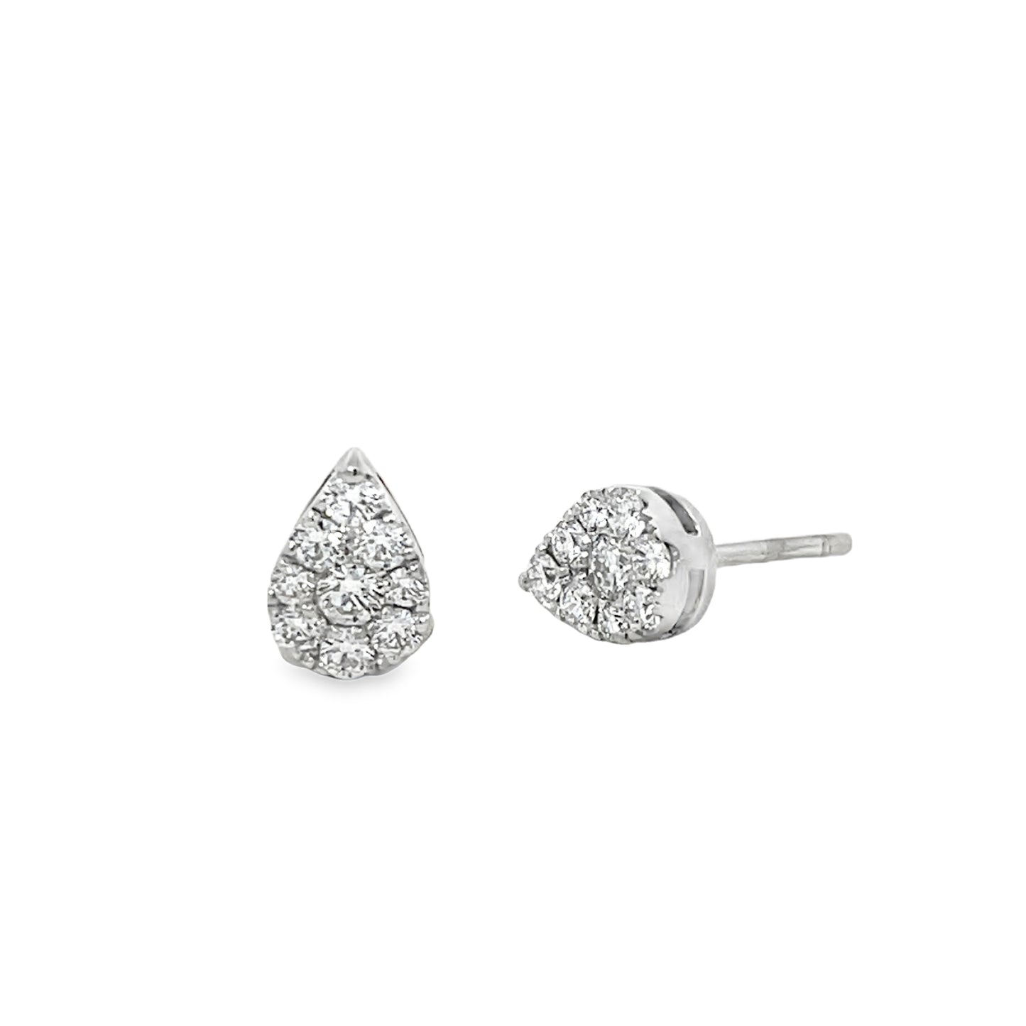 18KW PEAR-SHAPE DIAMOND CLUSTER STUD EARRINGS