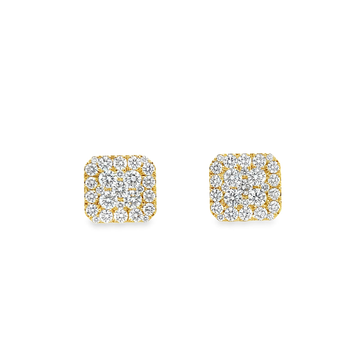 18KY SQUARE DIAMOND STUD EARRINGS