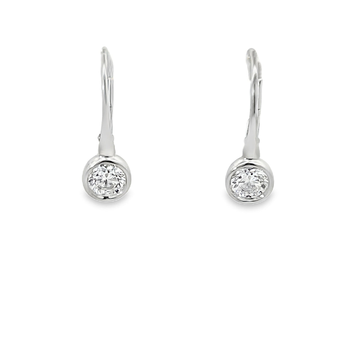 18KW DIAMOND SOLITAIRE BEZET SET EARRINGS