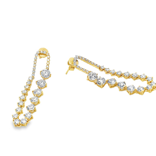 18KY DANGLE DIAMOND FASHION EARRINGS