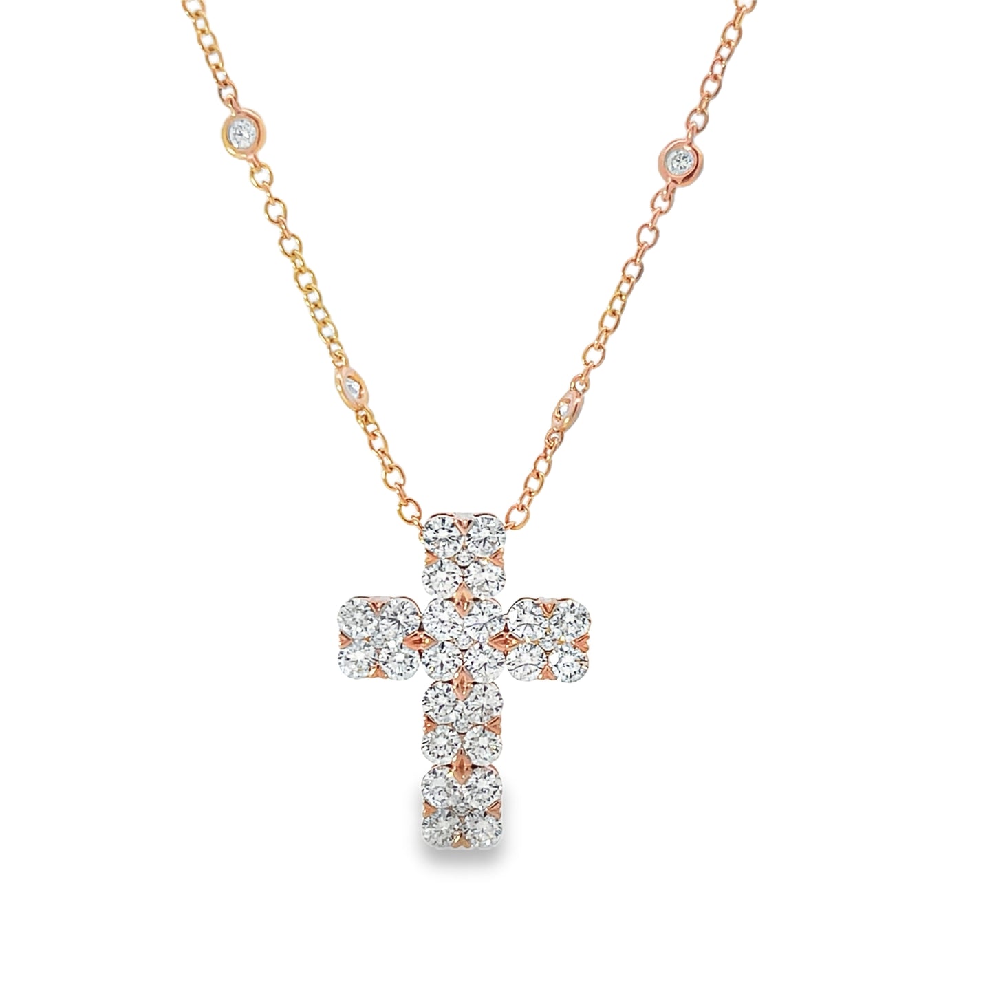 18KR DIAMOND CROSS PENDANT NECKLACE