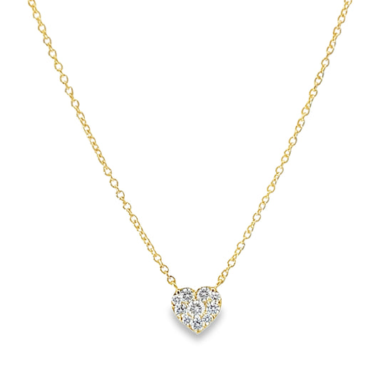 18KY Diamond Heart Pendant Necklace with Brilliant Cut Diamonds