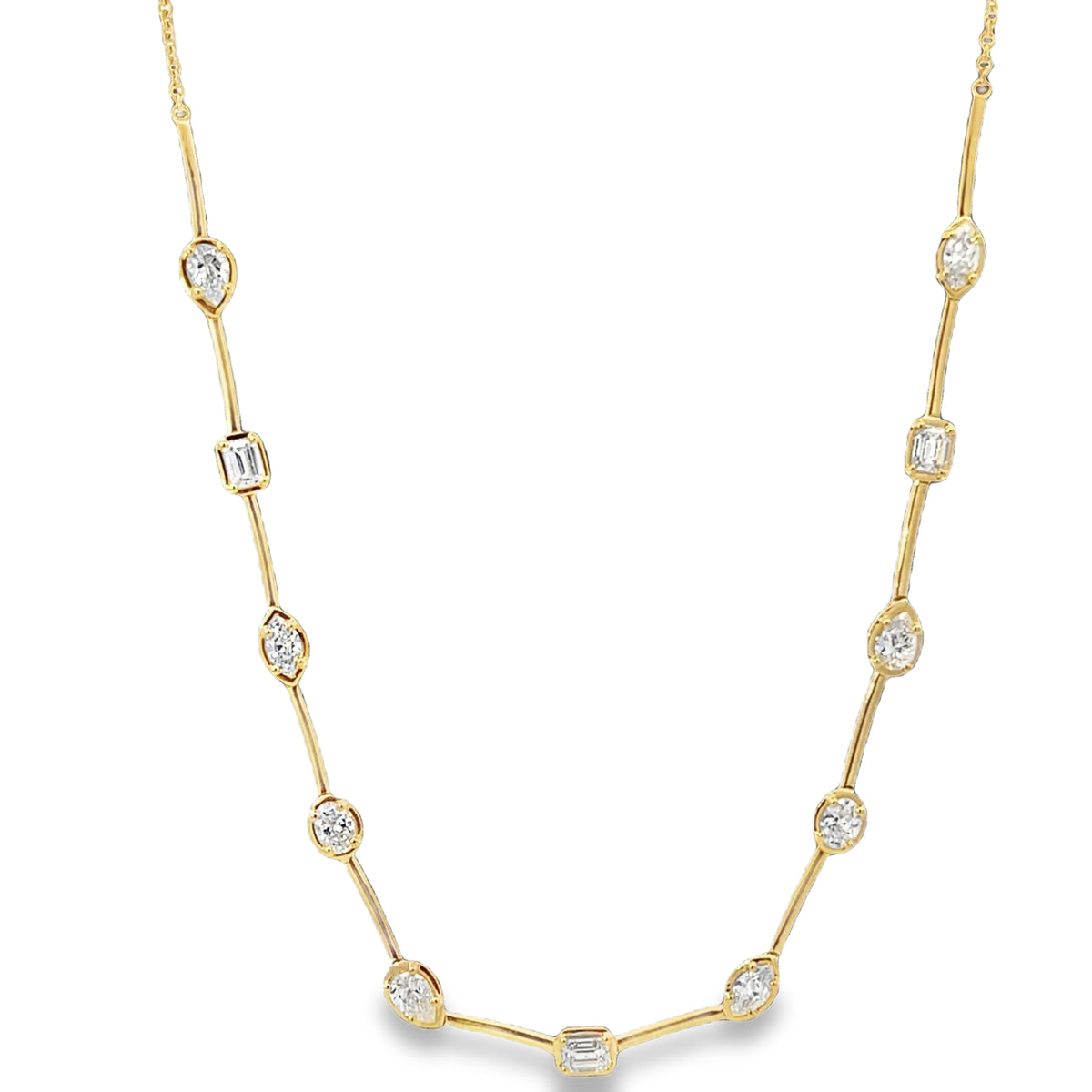 18K Yellow Gold Mixed Shape Diamond Necklace