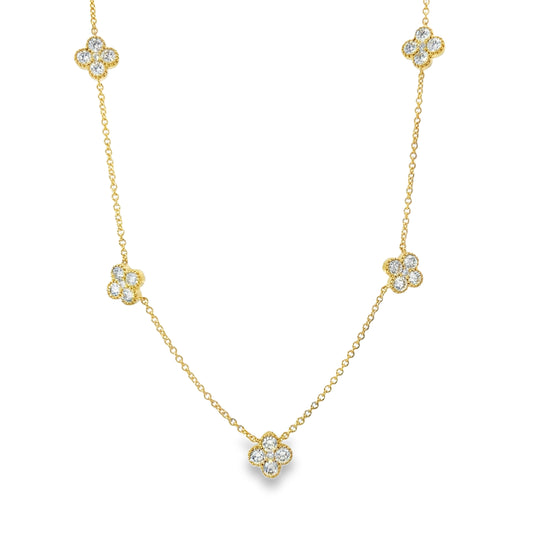 18KY DIAMOND CLOVER STATION NECKLACE