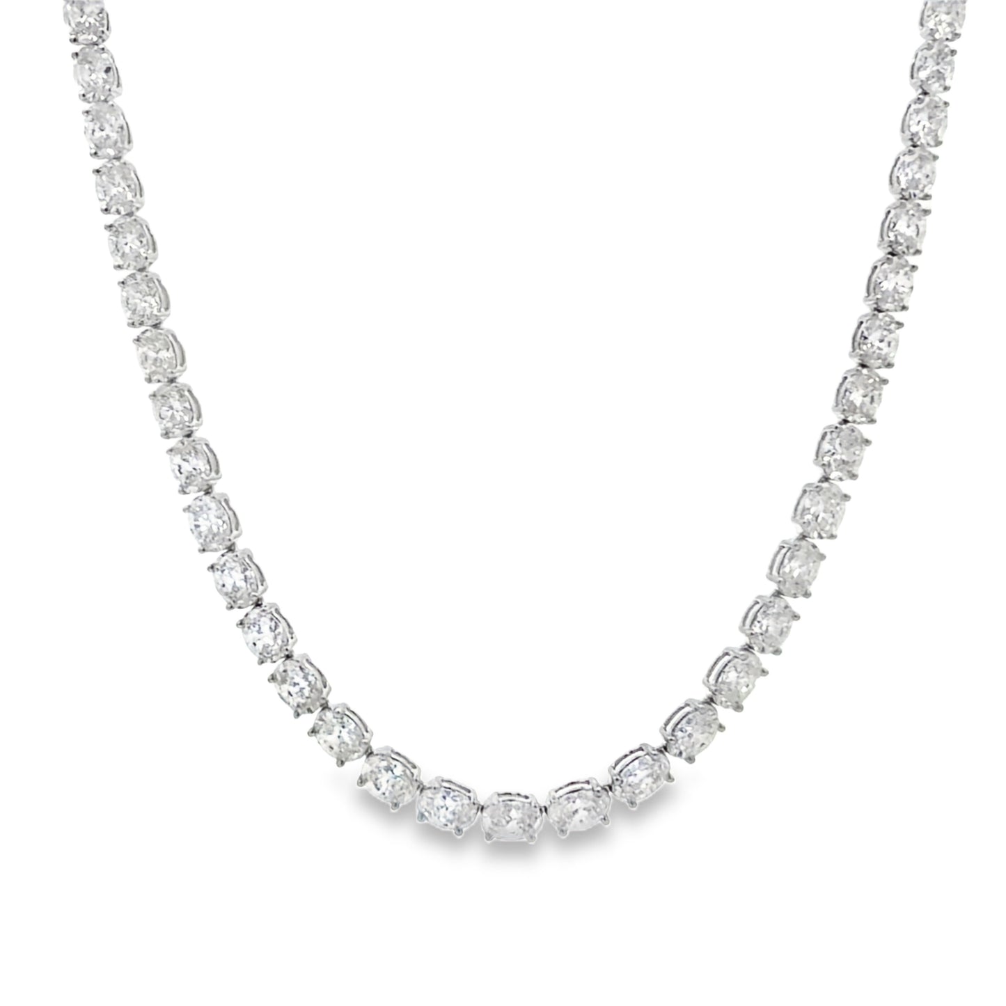 18KW OVAL CUT DIAMOND TENNIS NECKLACE
