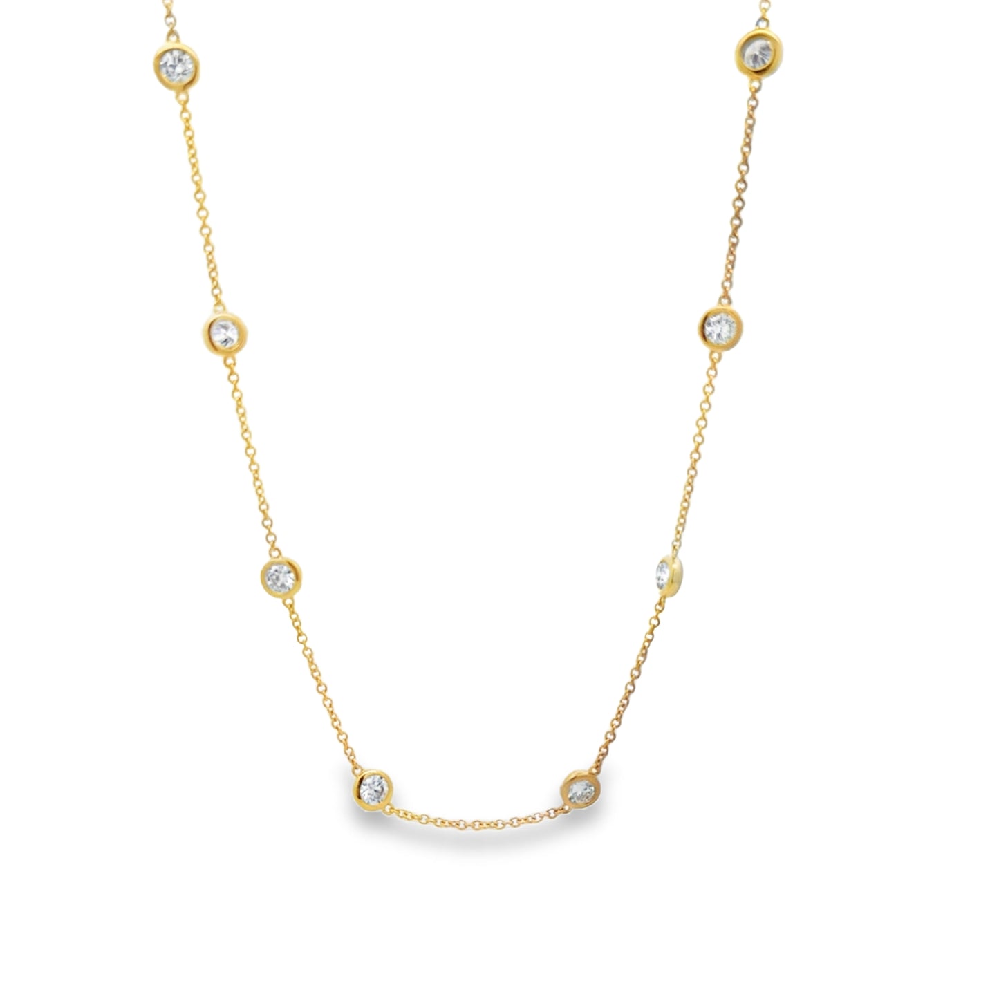 18KY BEZEL SET DIAMOND STATION NECKLACE