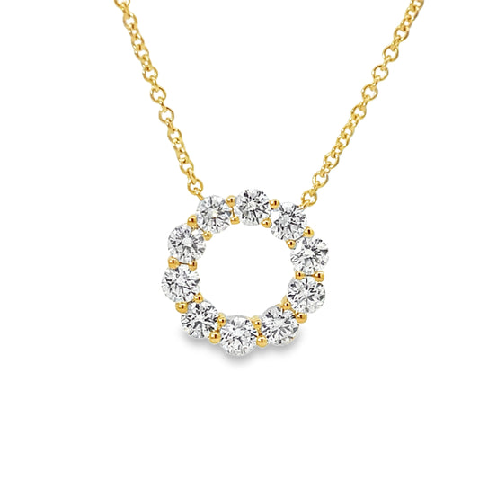 18KY DIAMOND CIRCLE PENDANT NECKLACE