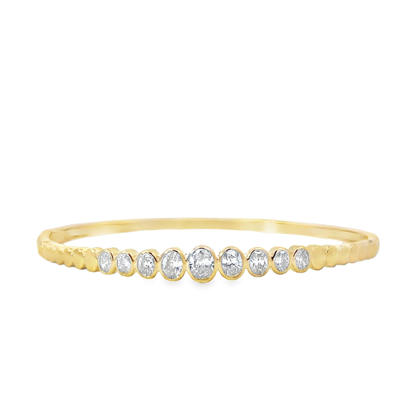 18K Yellow Gold Bangle with Oval Diamonds