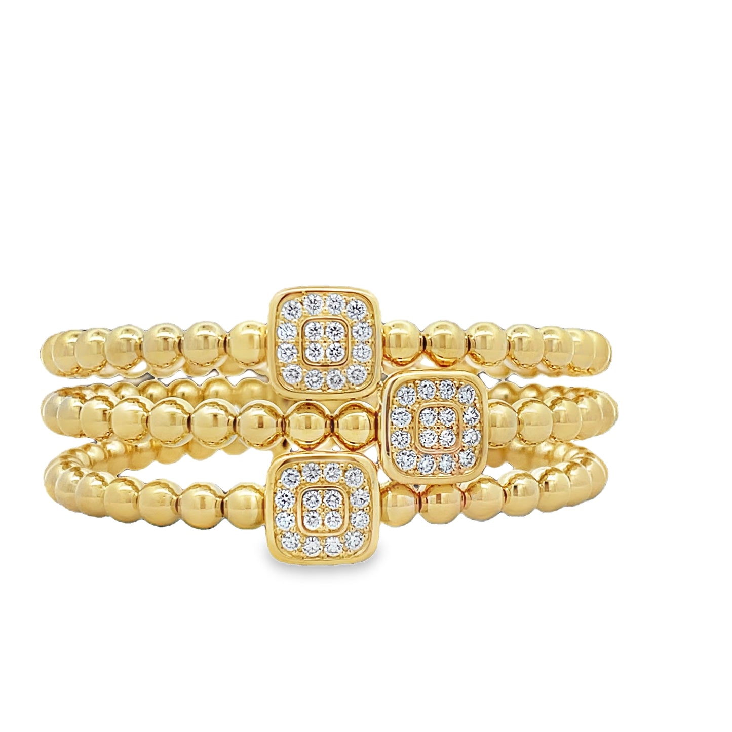 18KY BEADED DIAMOND PAVE BRACELET