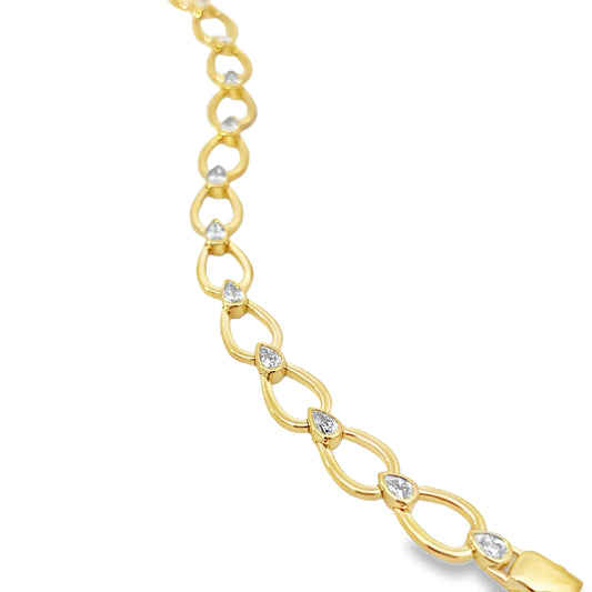 18KY DIAMOND PEAR CUT CHAIN BRACELET
