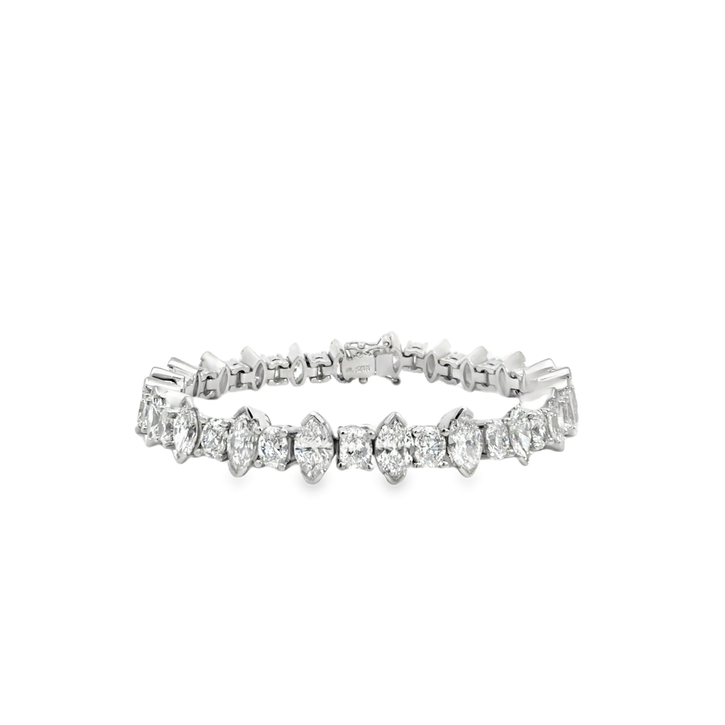 PLATINUM MARQUISE & OVAL DIAMOND TENNIS BRACELET