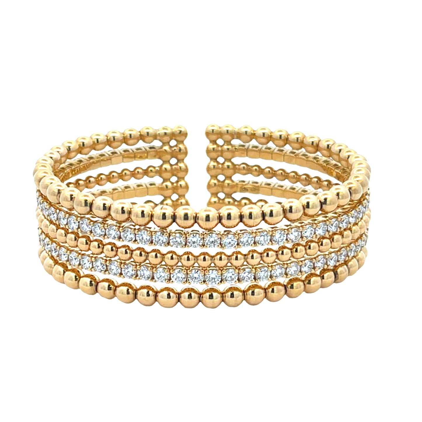 18KY DIAMOND BEADED CUFF BRACELET