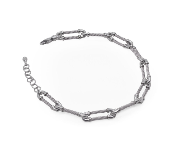 GREY CABLE PAPERCLIP BRACELET