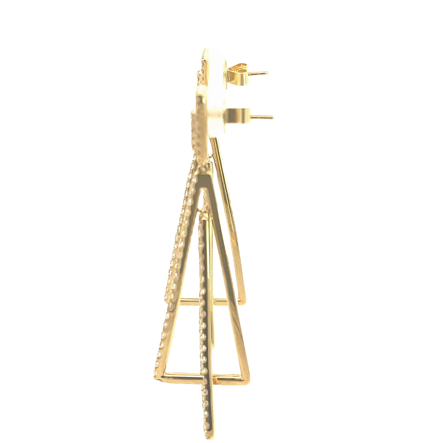 18KY TRIANGLE DIAMOND EARRINGS