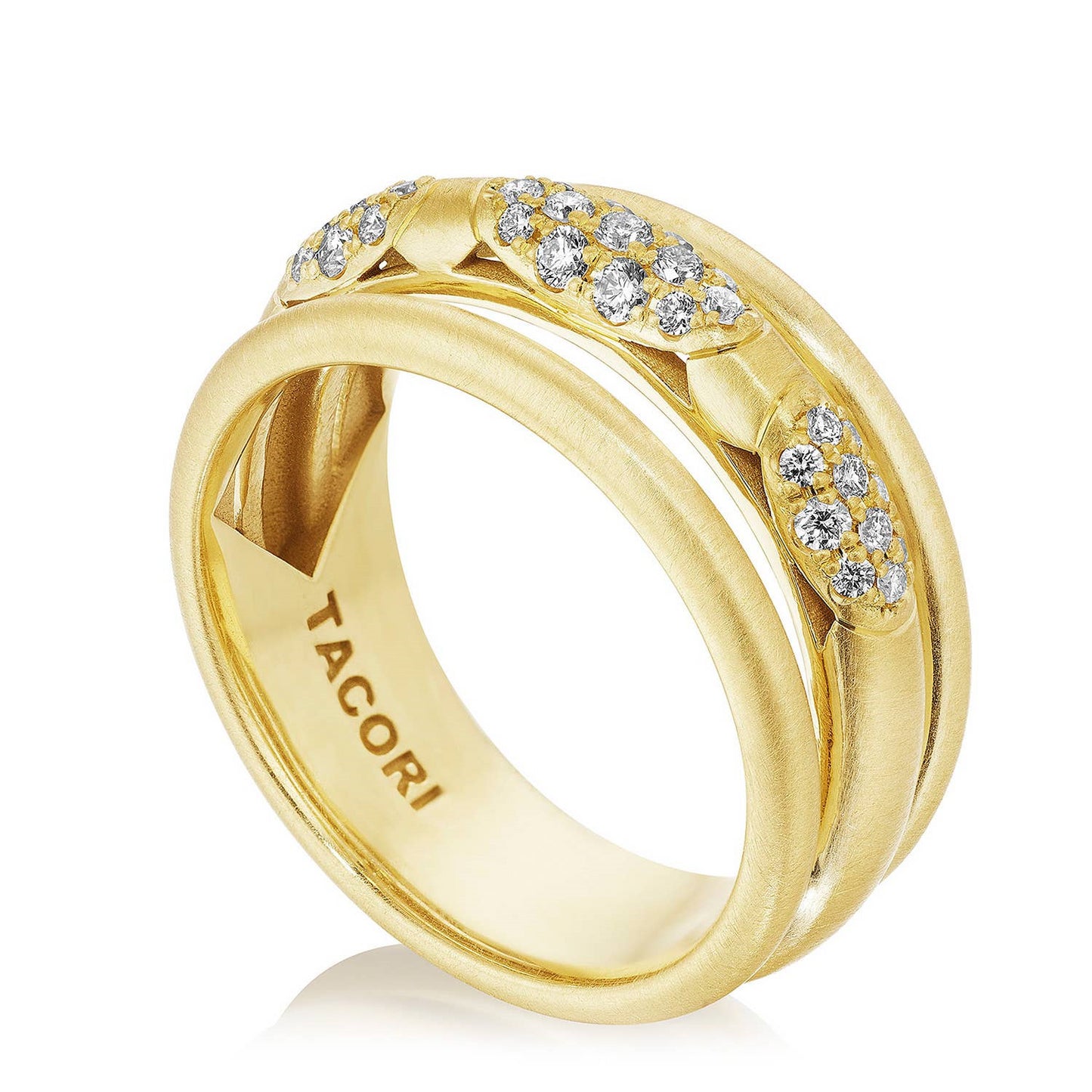 18KY CRESCENT ECLIPSE STACKED DIAMOND RING