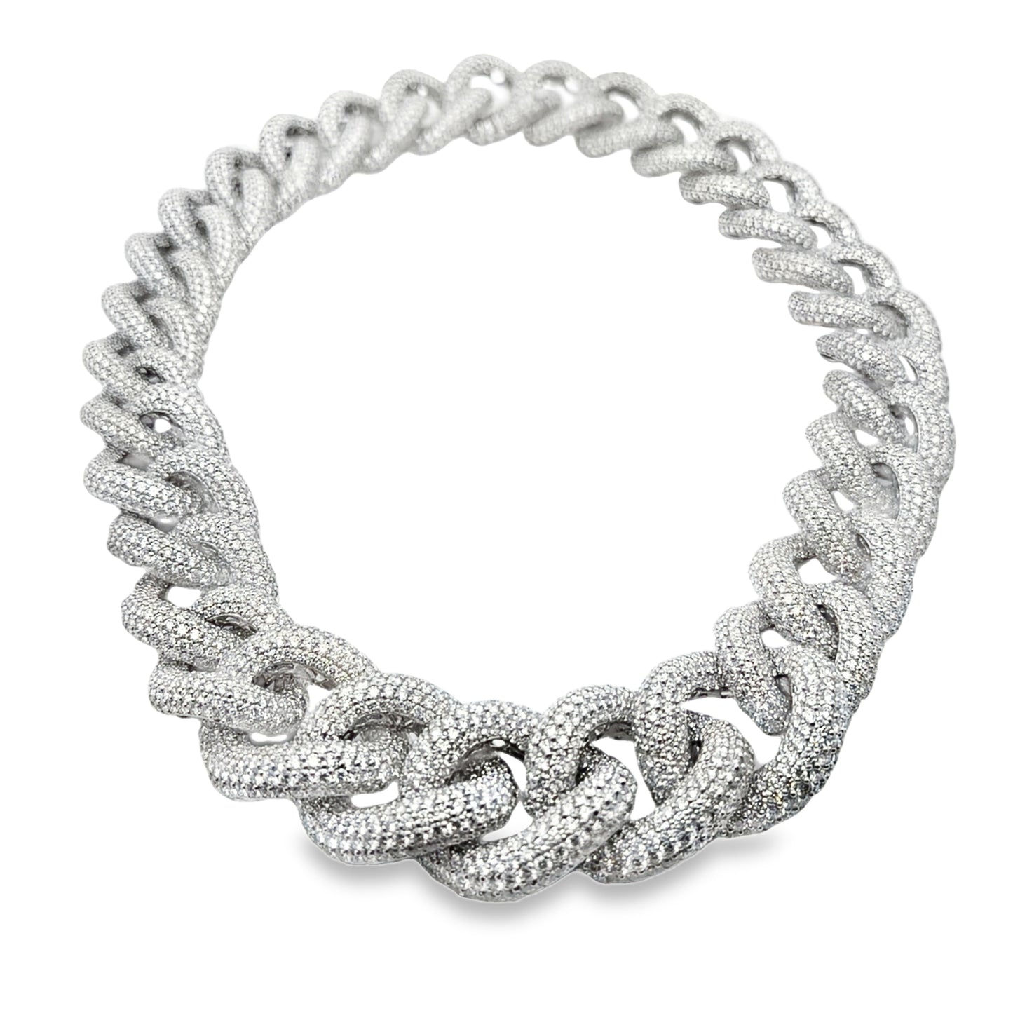 LEO PIZZO 18KW BOLD DIAMOND PAVE LINK NECKLACE