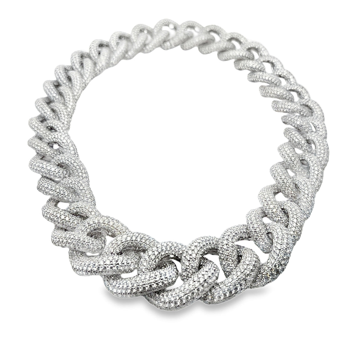 LEO PIZZO 18KW BOLD DIAMOND PAVE LINK NECKLACE
