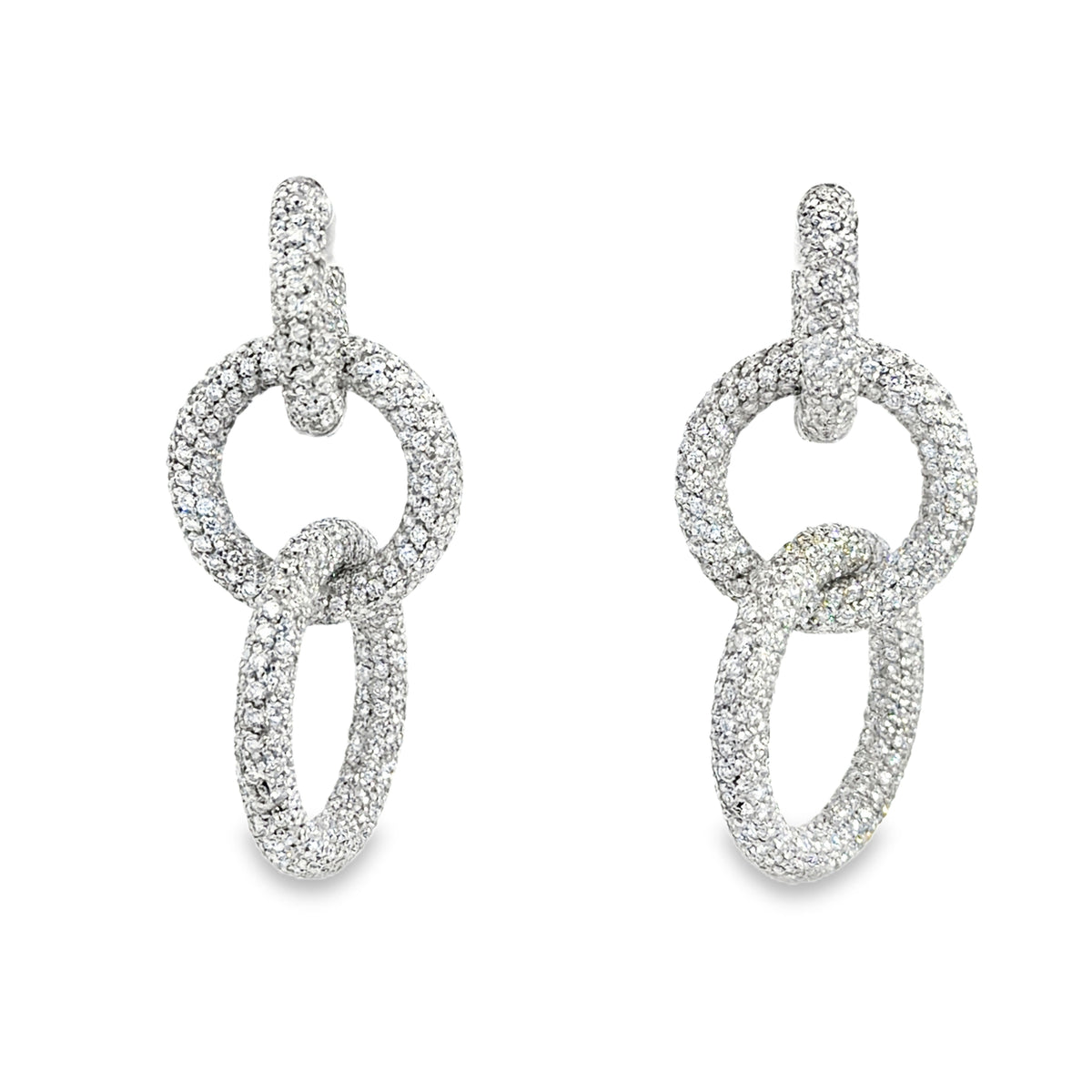 LEO PIZZO 18KW CLASSIC LINK DIAMOND DROP EARRINGS