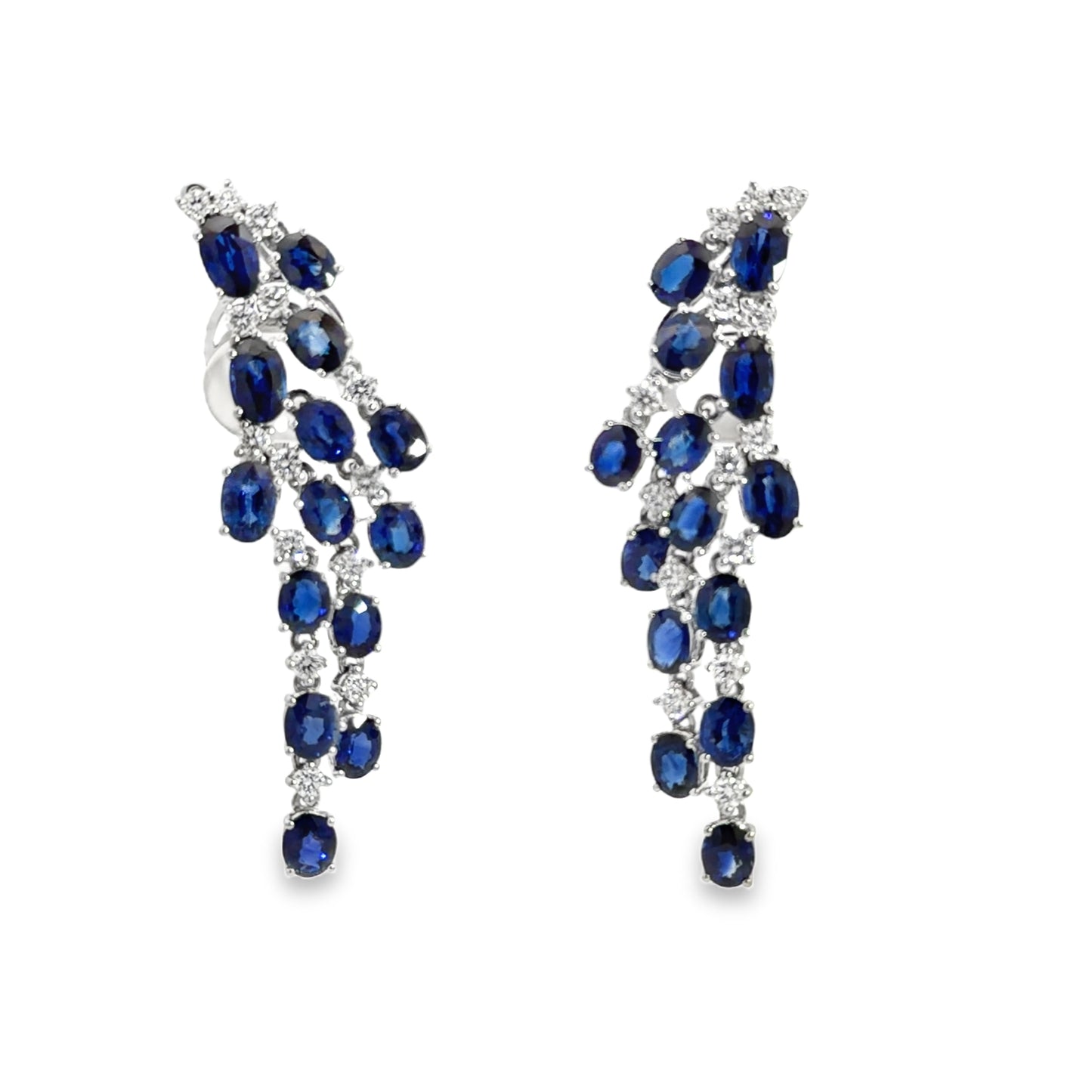 LEO PIZZO 18KW DIAMOND AND SAPPHIRE CASCADE DROP EARRINGS