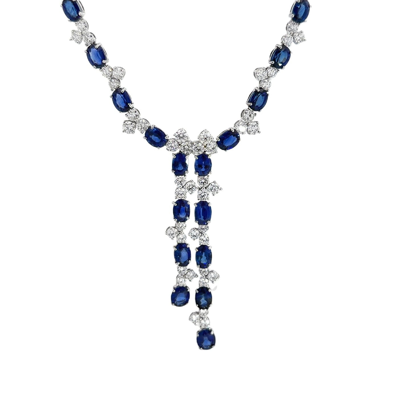 LEO PIZZO 18KW OVAL SAPPHIRE AND DIAMOND NECKLACE