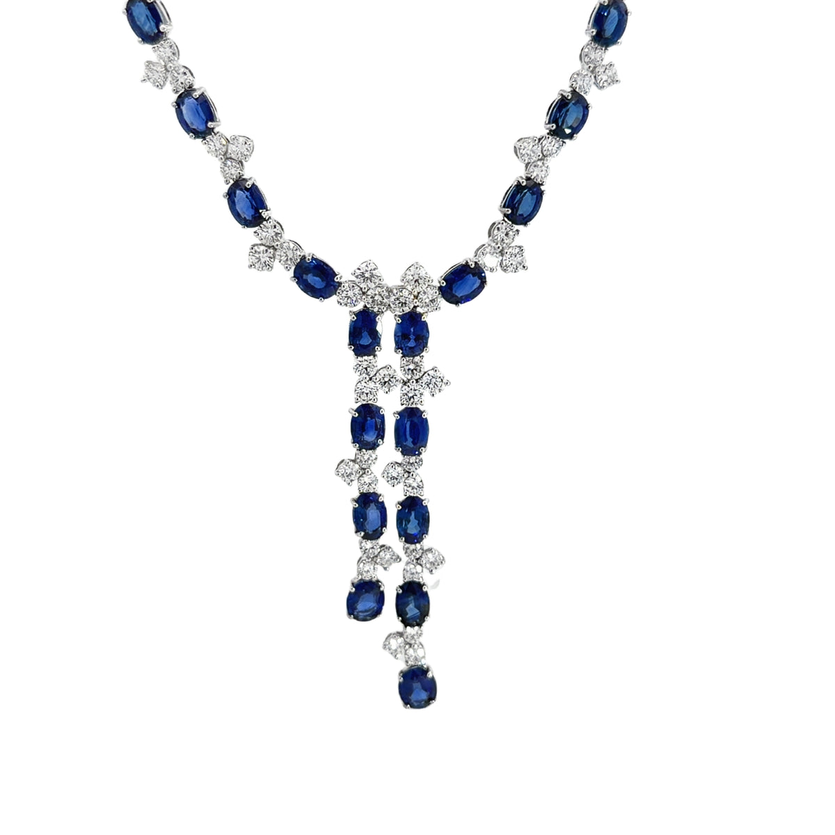 LEO PIZZO 18KW OVAL SAPPHIRE AND DIAMOND NECKLACE
