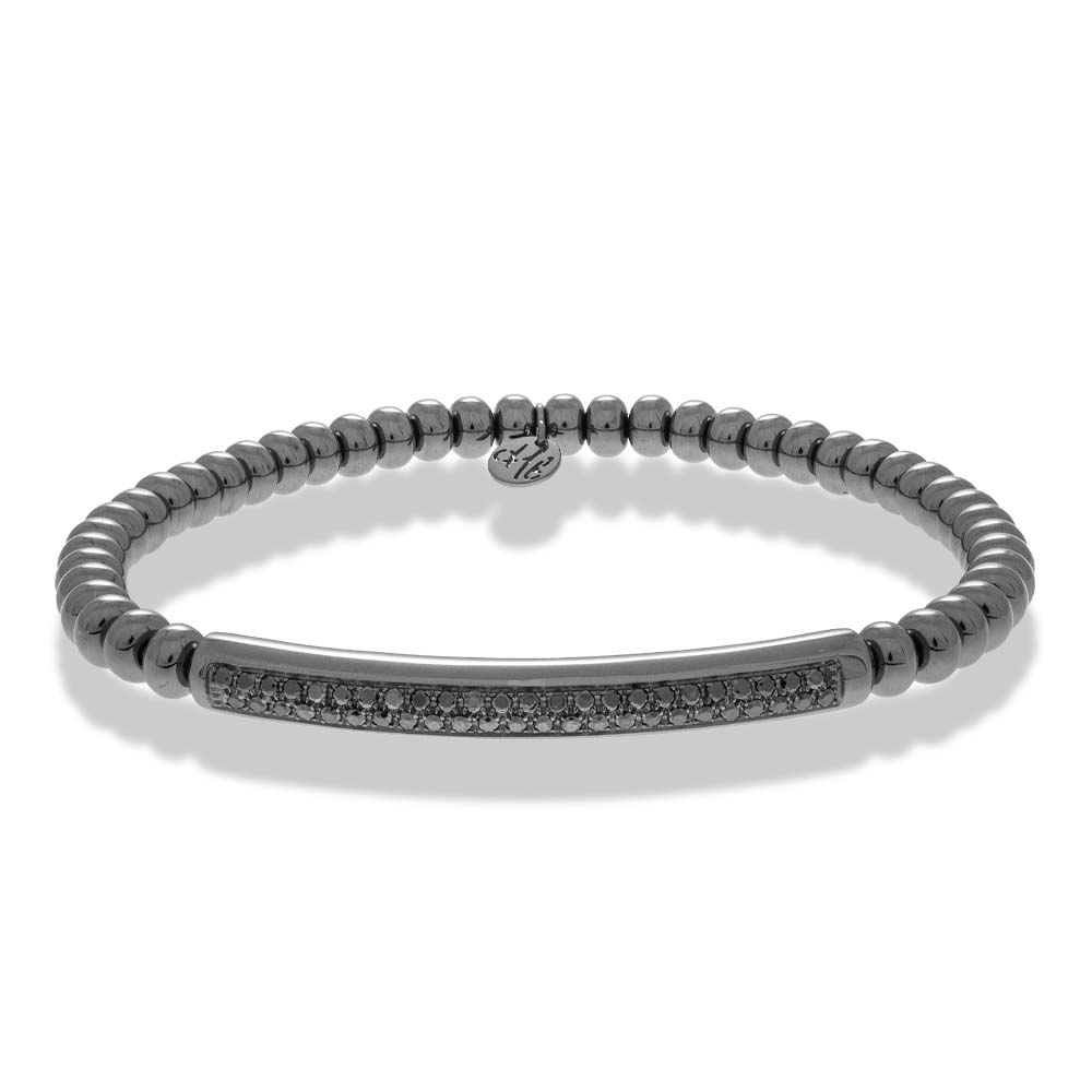 HULCHI BELLUNI 18K BLACK DIAMOND MENS STRETCH BRACELET