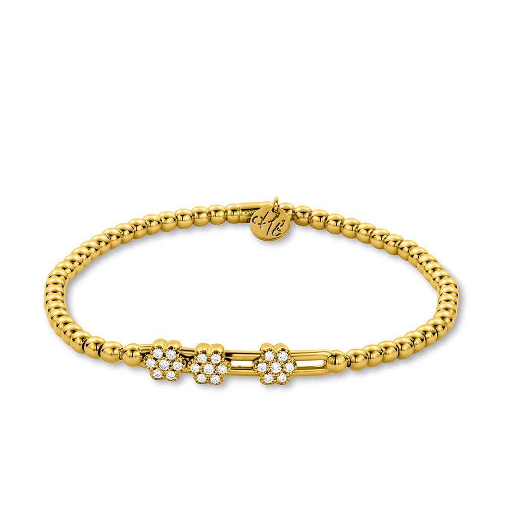 HULCHI BELLUNI 18KY TRESORE 3 FLOWER SLIDE STRETCH BRACELET