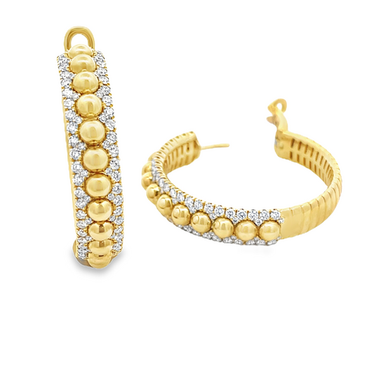 18KY MEDIUM DIAMOND FASHION HOOPS
