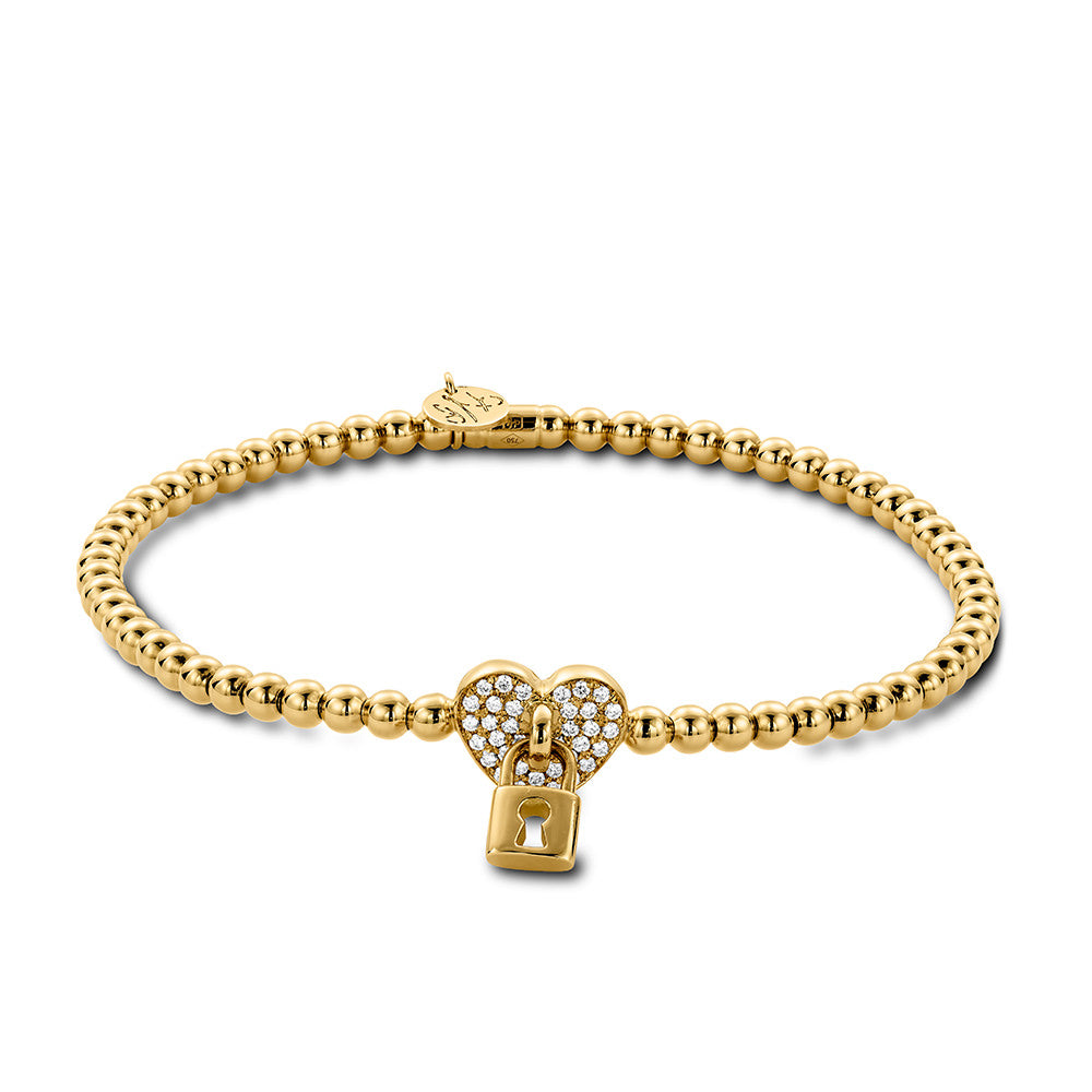 HULCHI BELLUNI 18KY TRESORE DIAMOND HEART STRETCH BRACELET